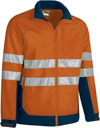Chaqueta softshell a.v TACOMA naranja fluor-azul marino orion