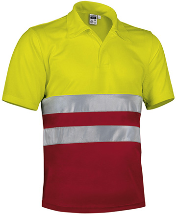 polo a.v. BUILD amarillo fluor-rojo loto