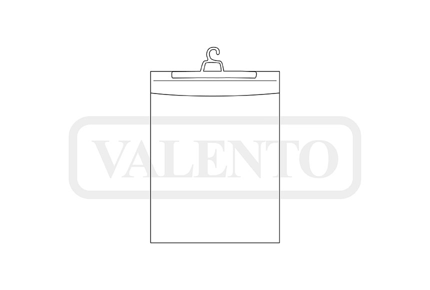 esquema Bolsa de plástico con adhesivo y percha SORIA