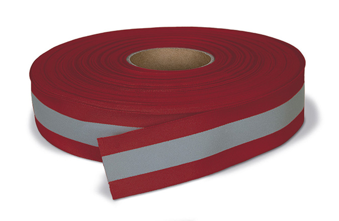 cinta retroreflectante de coser bicolor AMBER rojo loto