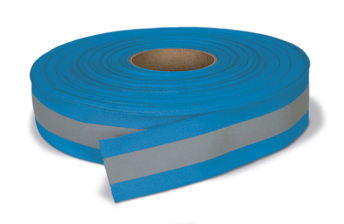 cinta retroreflectante de coser bicolor AMBER azul tropical