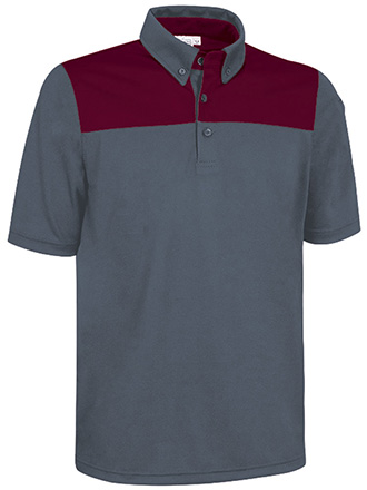 Polo m/corta HURRICANE gris cemento-granate caoba