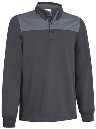 Polo m/larga HURRICANE gris carbon-gris humo