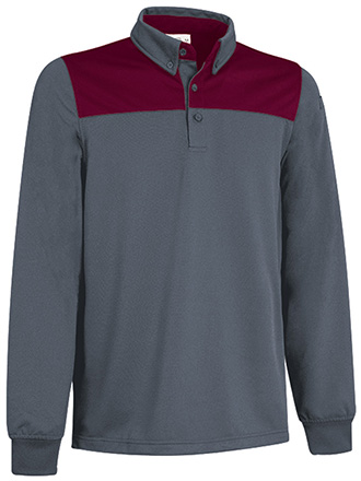 Polo m/larga HURRICANE gris cemento-granate caoba