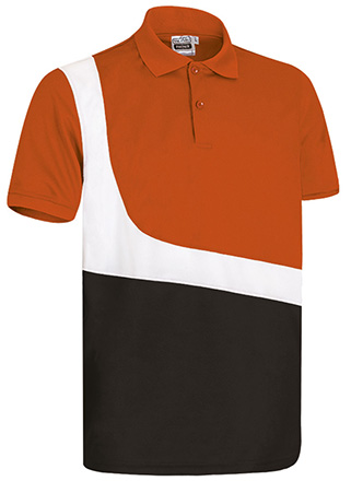 Polo PARTNER naranja fiesta-blanco-negro