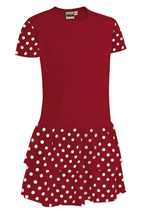 Vestido SEVILLANA rojo loto-blanco